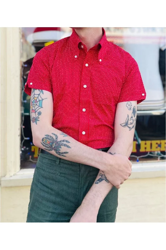 Mr Bridger - Men's 'The Davies' Cherry Red & White S/S - Shirt