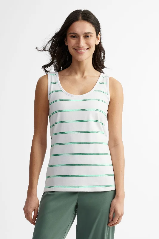 Camisole col en U coupe semi-ajustée rayé en coton - Femme