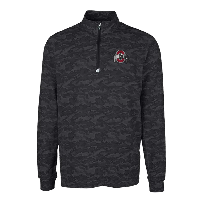 Ohio State Buckeyes Cutter & Buck Traverse Stretch Black Camo 1/4 Zip Jacket